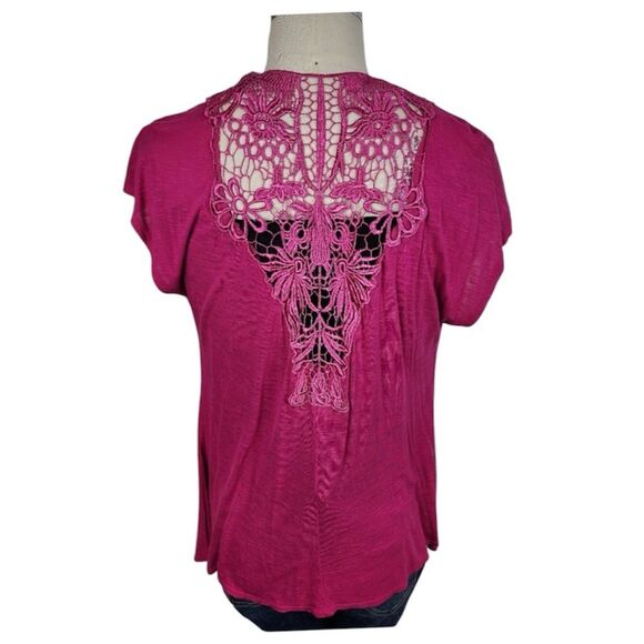 EUC Eyelash Couture Short Cap Sleeve Open Cardigan Pockets Lace Back Cut Out S - Picture 1 of 14